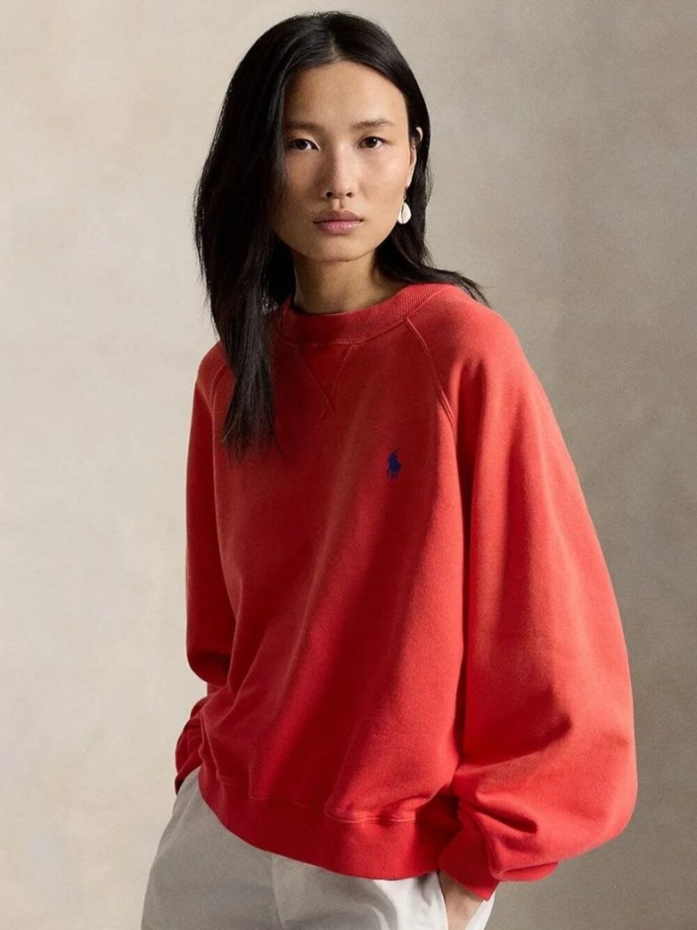 $148 Polo Ralph Lauren Raglan - Sleeve Sweatshirt Red Size S